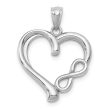 14k White Gold Small Infinity Heart Pendant, 18mm For Sale