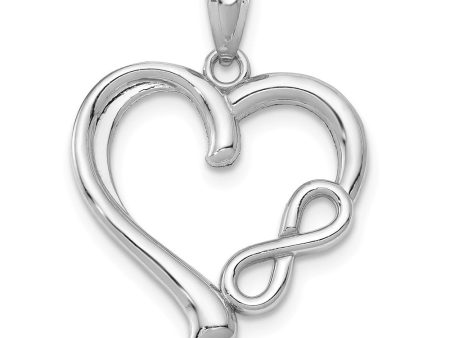 14k White Gold Small Infinity Heart Pendant, 18mm For Sale