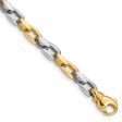 14K White & Yellow Gold, 4.5mm Fancy Link Chain Bracelet, 7 Inch Sale