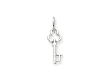 14k White Gold, Hannah Collection, Mini Initial T Shamrock Key Charm on Sale