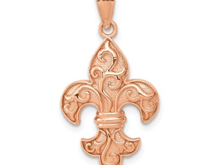 14k Rose Gold Fleur De Lis Pendant, 14mm (9 16 inch) Online Sale