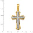 14k Two Tone Gold Solid Rope Cross Pendant, 22 x 43mm Sale