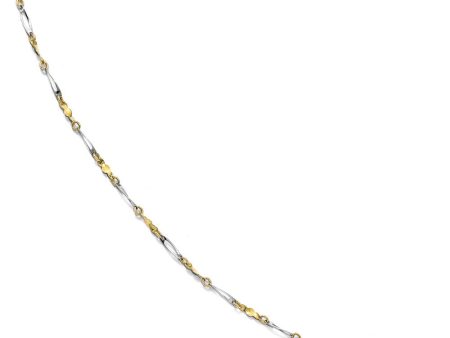 10k Two Tone Gold Polished 2.5mm Fancy Link Anklet, 9-10 Inch on Sale