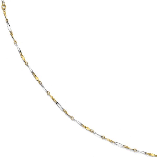 10k Two Tone Gold Polished 2.5mm Fancy Link Anklet, 9-10 Inch on Sale