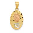 14k Two Tone Gold and White Rhodium Lady Of Guadalupe 15 Pendant, 11mm Cheap