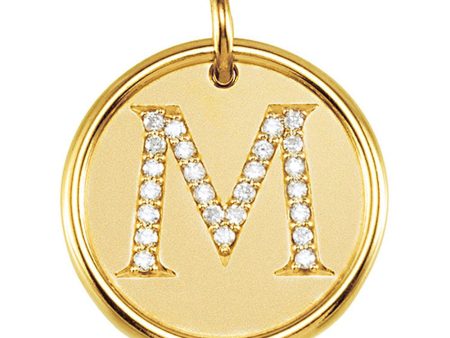 1 8 Ctw G-H, I1 Diamond Initial 17mm 14k Yellow Gold Pendant Letter M Online