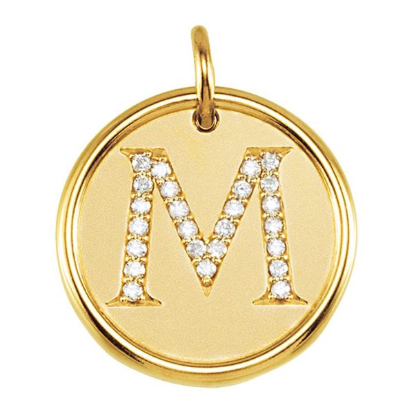 1 8 Ctw G-H, I1 Diamond Initial 17mm 14k Yellow Gold Pendant Letter M Online