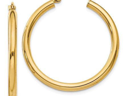 2.5mm x 30mm 14k Yellow Gold Classic Round Hoop Earrings Online