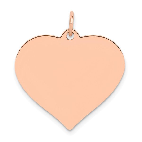 14k Rose Gold Heart Disc Pendant, 24mm Cheap