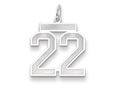 14k White Gold, Jersey Collection, Medium Number 22 Pendant Hot on Sale