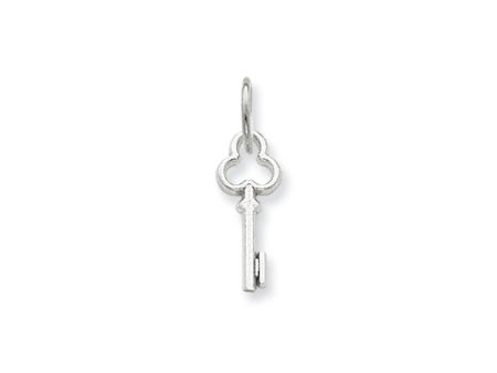 14k White Gold, Hannah Collection, Mini Initial I Shamrock Key Charm Hot on Sale