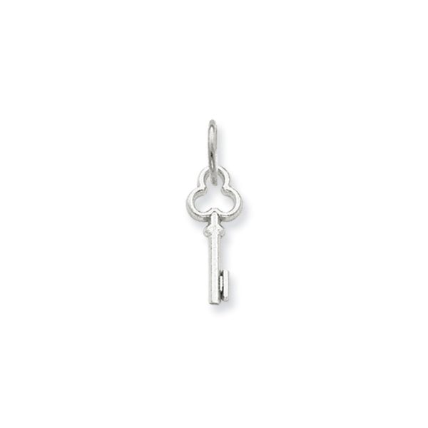 14k White Gold, Hannah Collection, Mini Initial I Shamrock Key Charm Hot on Sale