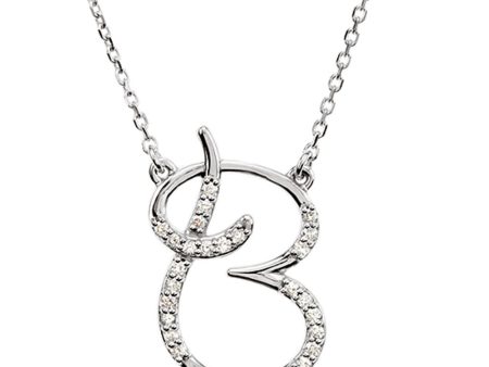 1 8 Ct Diamond Sterling Silver Medium Script Initial B Necklace, 16in Cheap