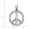 14k White Gold Textured Peace Symbol Pendant, 19mm (3 4 inch) For Sale