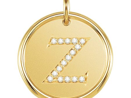 .08 Ctw G-H, I1 Diamond Initial 17mm 14k Yellow Gold Pendant Letter Z Discount