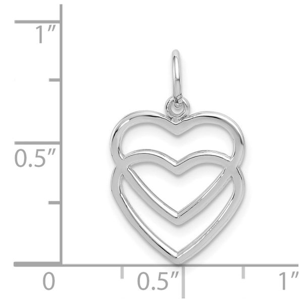 14k White Gold Double Open Heart Charm Hot on Sale