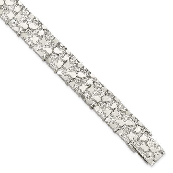 15mm Sterling Silver Nugget Link Bracelet, 8.5 Inch Online now