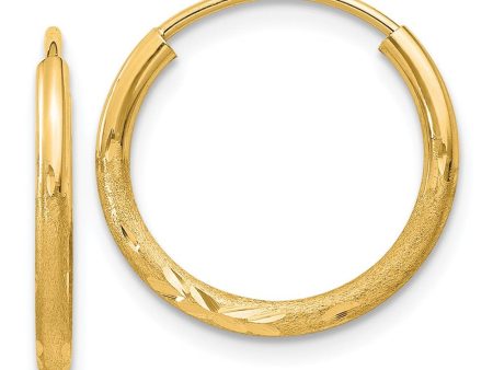 1.5mm x 17mm 14k Yellow Gold Satin Diamond-Cut Endless Hoop Earrings Supply