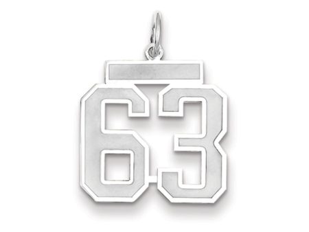 14k White Gold, Jersey Collection, Medium Number 63 Pendant Online Sale