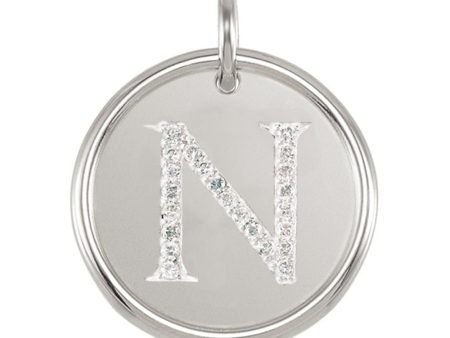 1 10 Ctw G-H, I1 Diamond Initial 17mm Sterling Silver Pendant Letter N Discount