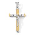 14k Two Tone Gold, Polished Crucifix Pendant, 21 x 40mm For Discount