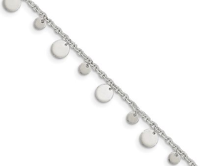 Sterling Silver Circle Drop Anklet, 10 Inch Online now