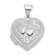 14k White Gold 15mm Double Design Heart Shaped Locket Cheap