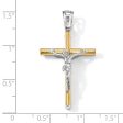 14k Two Tone Gold, Polished Crucifix Pendant, 21 x 37mm Discount