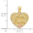 14k Two Tone Gold Little Sister Heart Pendant, 15mm Online Sale