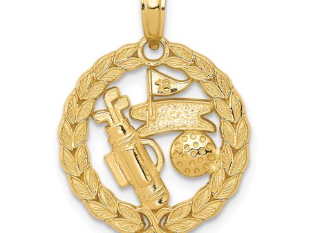 14k Yellow Gold 16mm Golf Themed Pendant Fashion