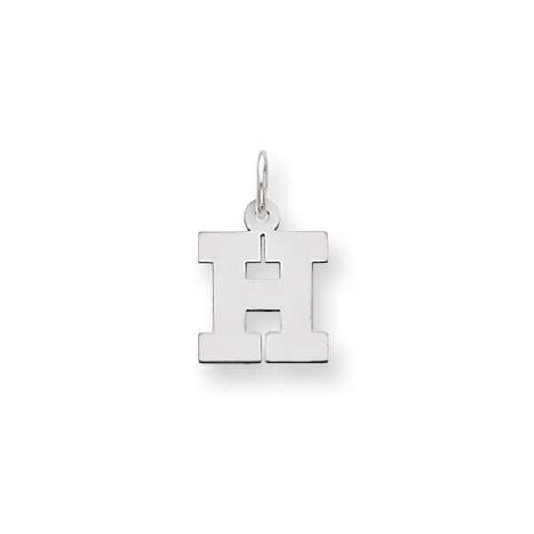 14k White Gold, Amanda Collection, Small Block Style Initial H Pendant on Sale