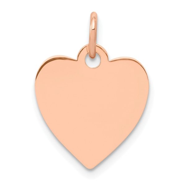 14k Rose Gold Engravable Heart Disc Charm or Pendant, 13mm For Cheap