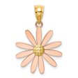 14k Two Tone Gold 18mm Pink Daisy Pendant Fashion