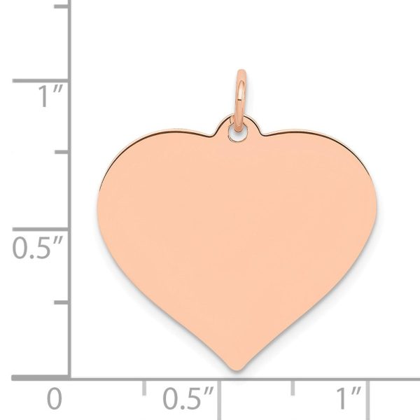 14k Rose Gold Heart Disc Pendant, 24mm Cheap