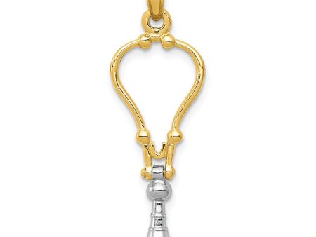 14k Two Tone Gold 3D Stethoscope Pendant Online now