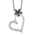 1 6 Ctw Black & White Diamond Flower Heart Necklace in Sterling Silver Discount