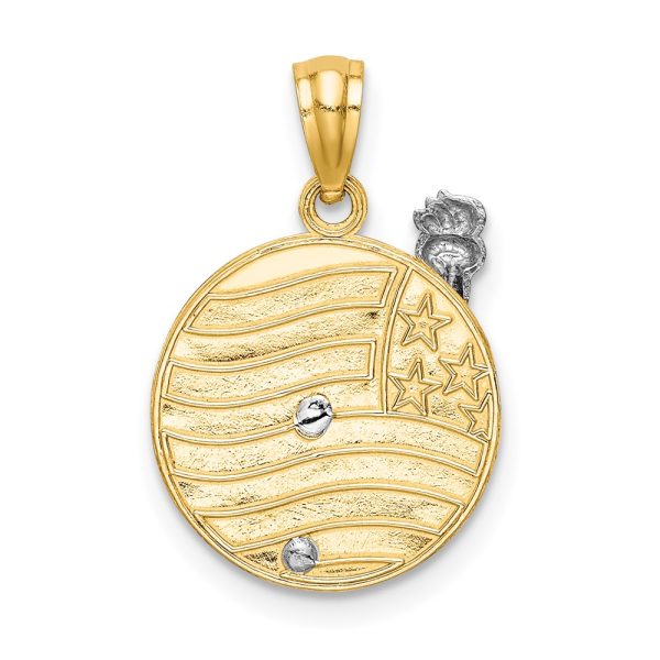 14k Two Tone Gold Lady Liberty American Flag Disc Pendant Discount