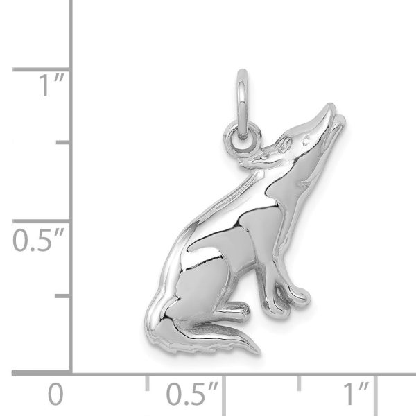 14k White Gold Polished Wolf Charm or Pendant For Sale