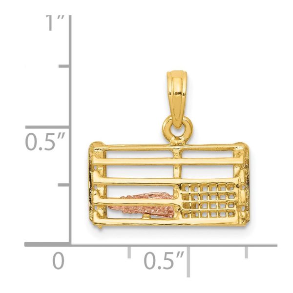 14k Two Tone Gold Large 3D Lobster Trap Pendant Online Hot Sale