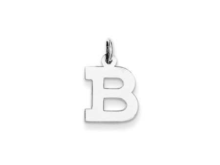 14k White Gold, Amanda Collection, Small Block Style Initial B Pendant For Sale