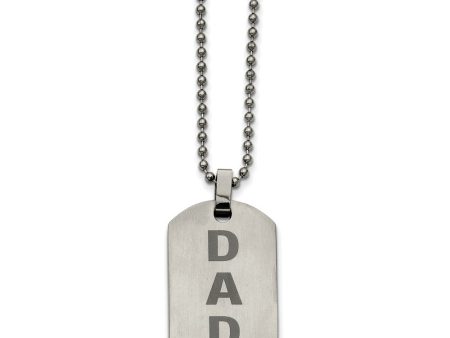 Stainless Steel Black Enamel Dad Dog Tag Necklace 24 Inch For Sale