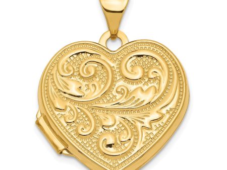 14k Yellow Gold 18mm Love You Always Scroll Heart Locket For Discount