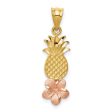 14k Rose and Yellow Gold Pineapple Plumeria Pendant For Discount