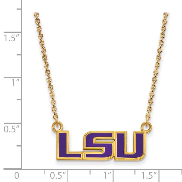 14k Gold Plated Silver Louisiana State Sm Enamel Pendant Necklace on Sale