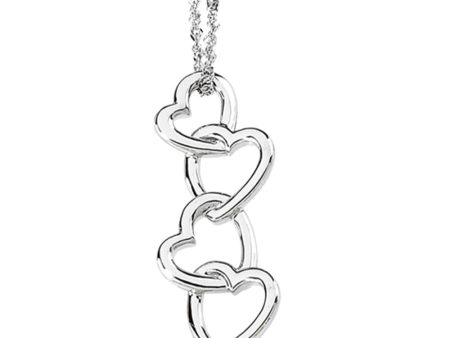 14k White Gold Four Heart Pendant Hot on Sale