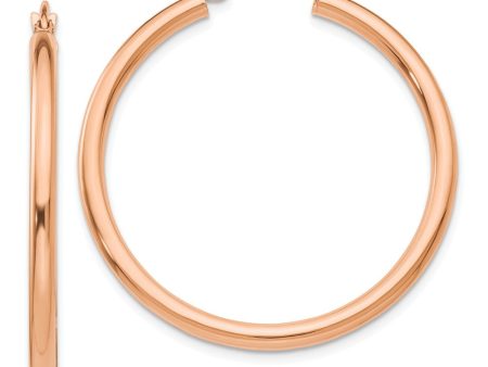 2.5mm, 14k Rose Gold Polished Round Hoop Earrings, 35mm (1 3 8 Inch) Fashion