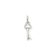 14k White Gold, Hannah Collection, Mini Initial L Shamrock Key Charm Online Sale