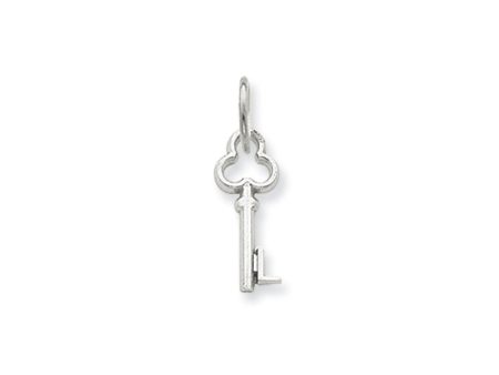 14k White Gold, Hannah Collection, Mini Initial L Shamrock Key Charm Online Sale