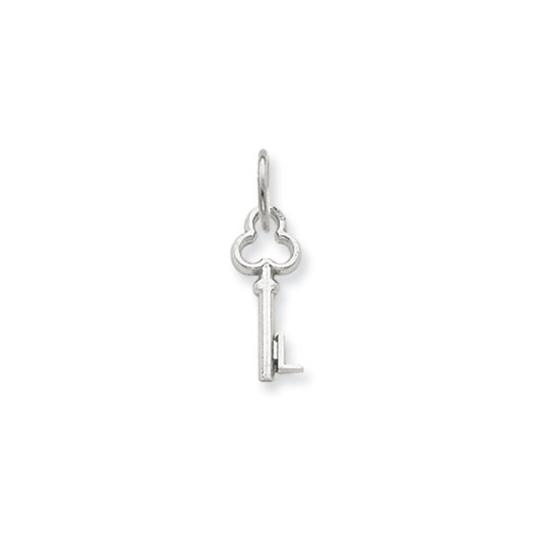 14k White Gold, Hannah Collection, Mini Initial L Shamrock Key Charm Online Sale