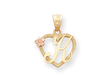 14k Two Tone Gold Grace Collection 15mm Heart Initial K Pendant Online